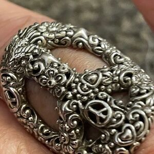 Peace symbols sterling silver ring